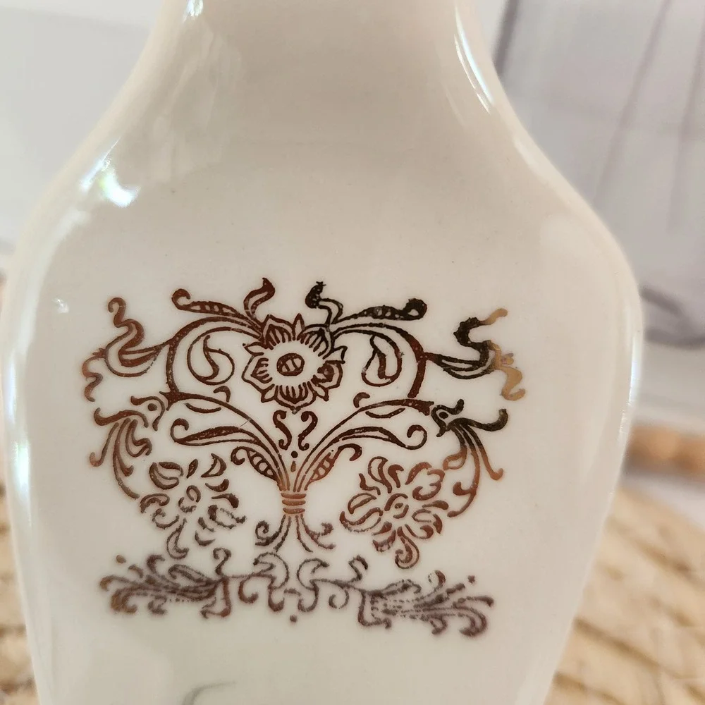 Vintage‎ Floral Ceramic Cake Pie Server Gold Filigree Porcelain Cream Pink Blue